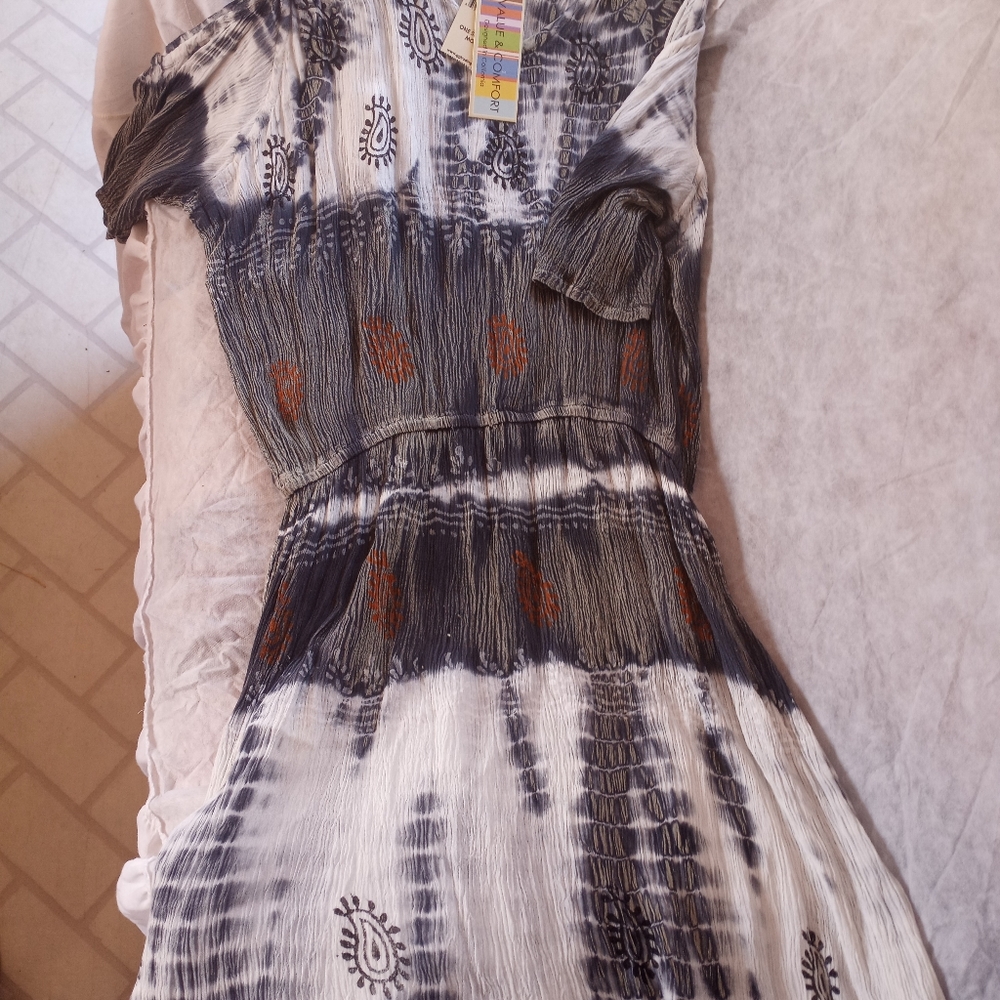 Young usa lite cotton tye dye bare shoulder dress